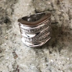 Lia Sophia Silver Rhinestone Ring size 6